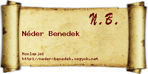 Néder Benedek névjegykártya